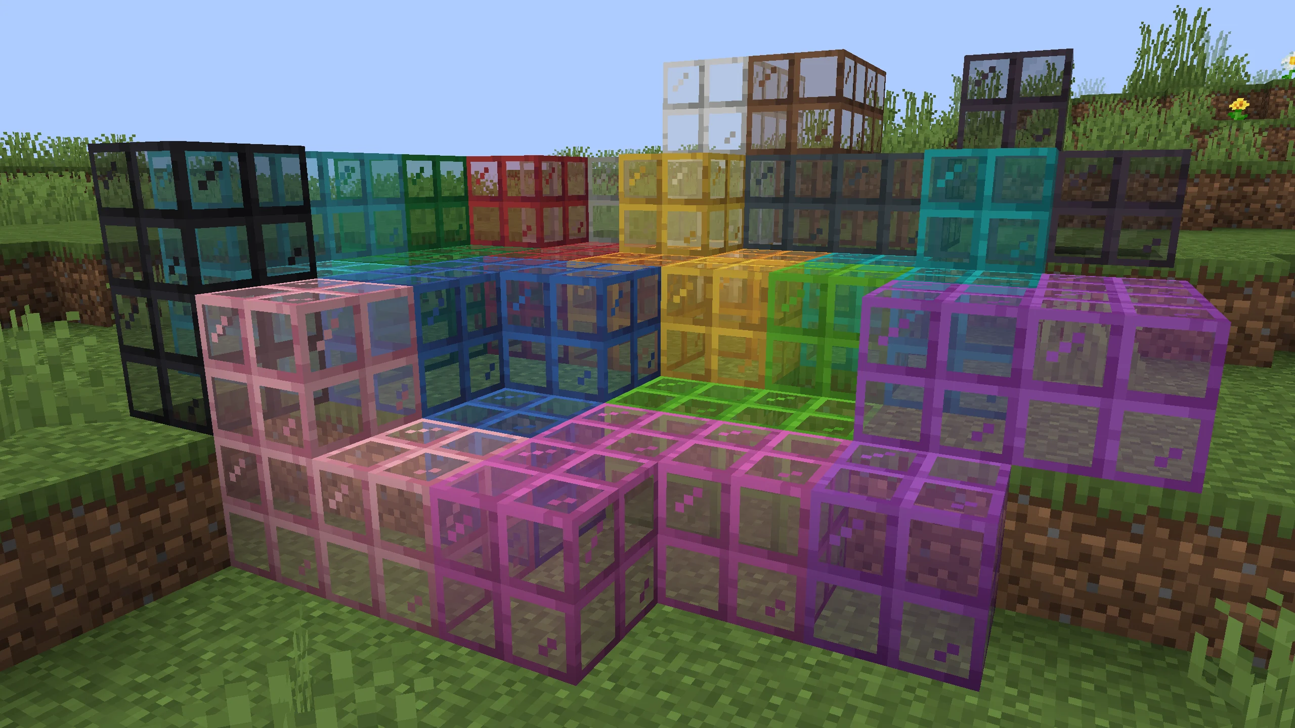 Generic showcase screenshot of coloured tiled framed glass